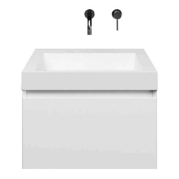 Domburg badmeubel 60 cm wit mat met quartz Haamstede-q wastafel wit mat, zonder kraangat