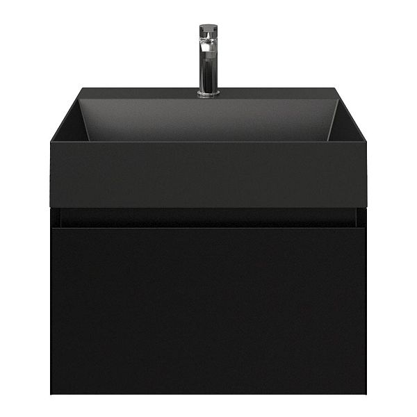 Domburg badmeubel 60 cm zwart mat met keramische Marken wastafel zwart mat