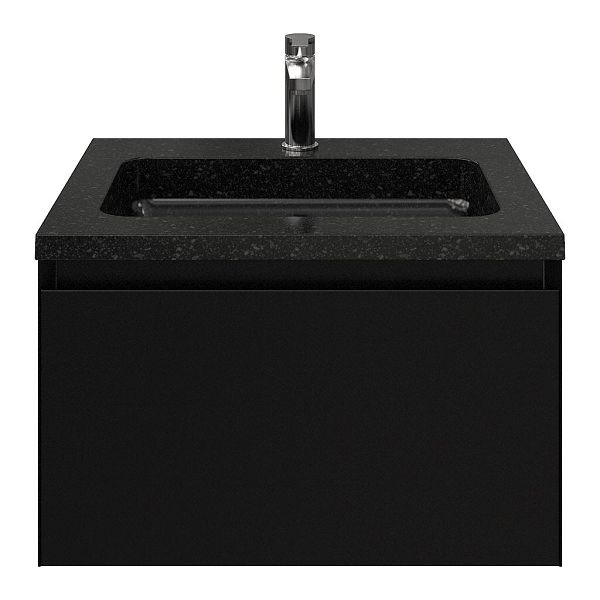 Domburg badmeubel 60 cm zwart mat met natuurstenen Square wastafel shanxi black