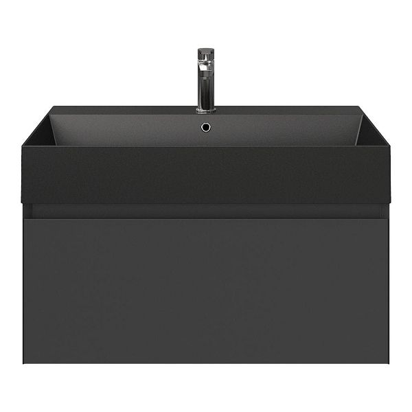Domburg badmeubel 80 cm antraciet mat met keramische Marken wastafel zwart mat, 1 kraangat