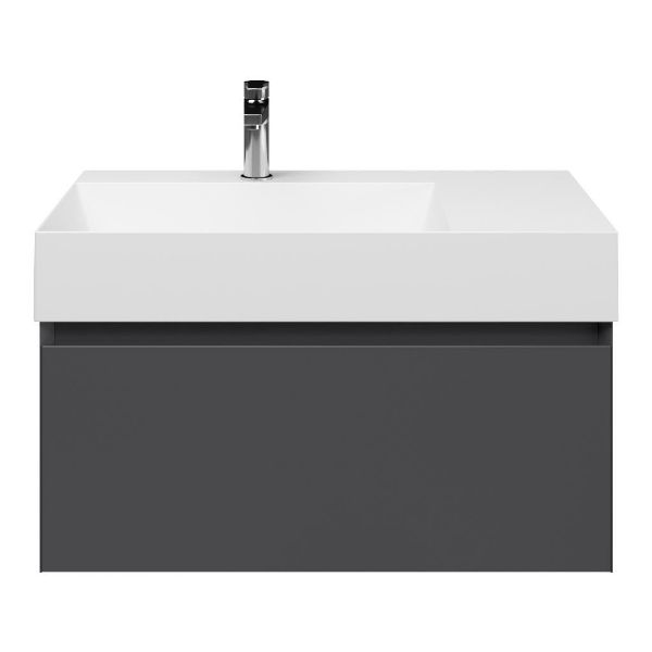 Domburg badmeubel 80 cm antraciet mat met keramische Marken wastafel links wit glans, 1 kraangat