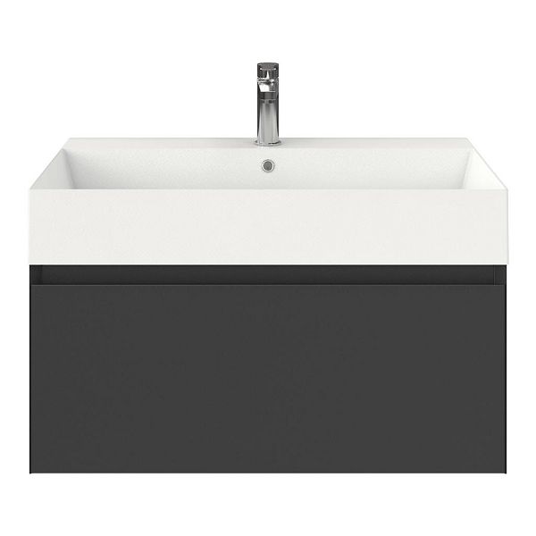 Domburg badmeubel 80 cm antraciet mat met keramische Marken wastafel wit mat, 1 kraangat