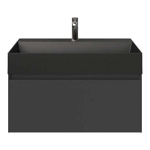 Domburg badmeubel 80 cm antraciet mat met keramische Marken wastafel zwart mat, 1 kraangat