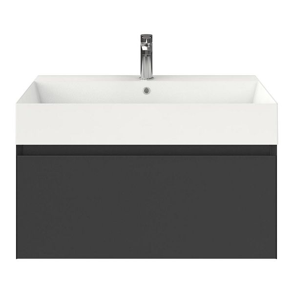 Domburg badmeubel 80 cm antraciet mat met keramische Marken wastafel wit glans, 1 kraangat