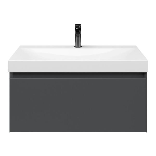 Domburg badmeubel 80 cm antraciet mat met keramische Rockanje wastafel wit glans, 1 kraangat