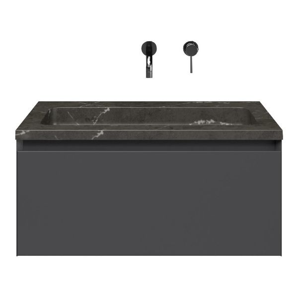 Domburg badmeubel 80 cm antraciet mat met natuurstenen Square wastafel blue stone