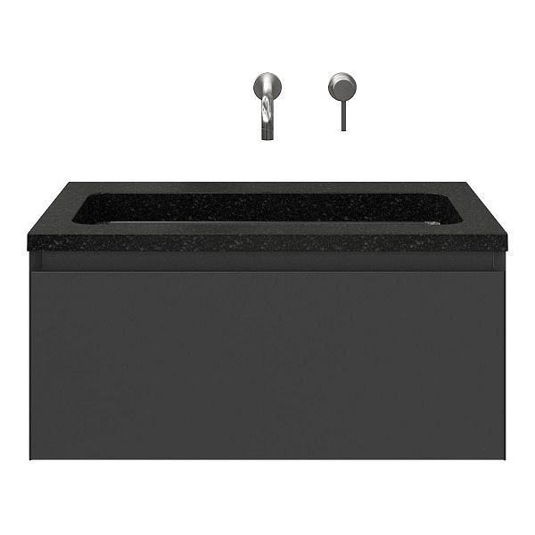 Domburg badmeubel 80 cm antraciet mat met natuurstenen Square wastafel shanxi black