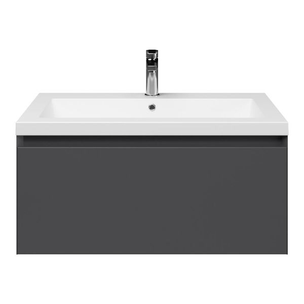 Domburg badmeubel 80 cm antraciet mat met polystone Cadzand wastafel wit mat