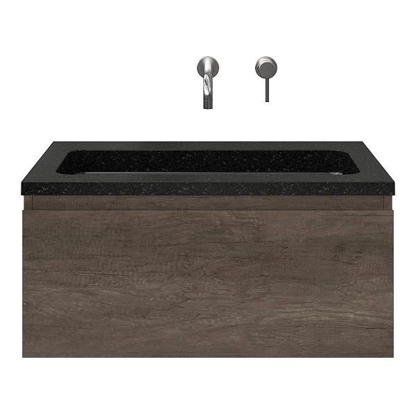 Domburg badmeubel 80 cm olm donker grijs met natuurstenen Square wastafel shanxi black