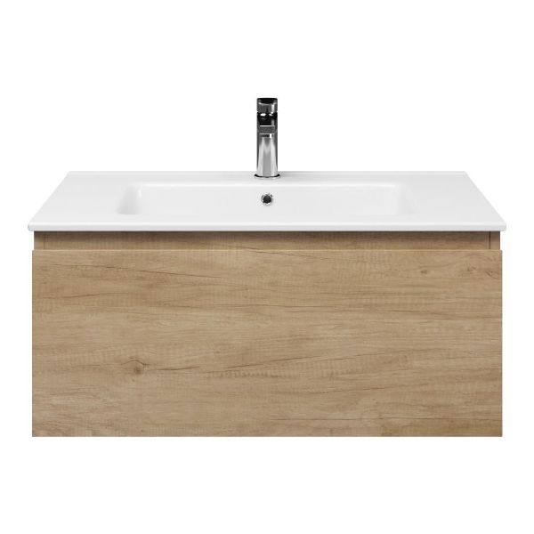 Domburg badmeubel 80 cm olm met keramische Callantsoog wastafel wit glans, 1 kraangat