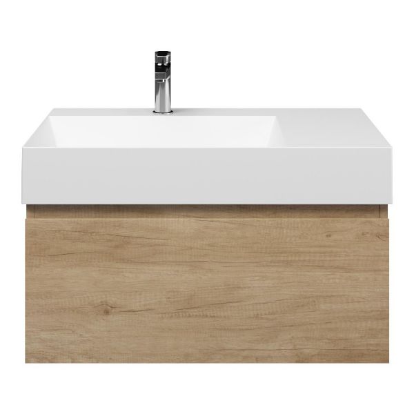 Domburg badmeubel 80 cm olm met keramische Marken wastafel links wit mat, 1 kraangat