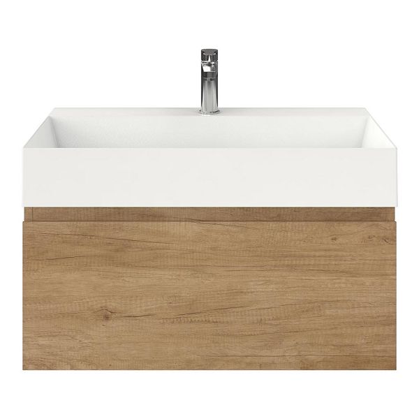 Domburg badmeubel 80 cm olm met keramische Marken wastafel wit glans, 1 kraangat