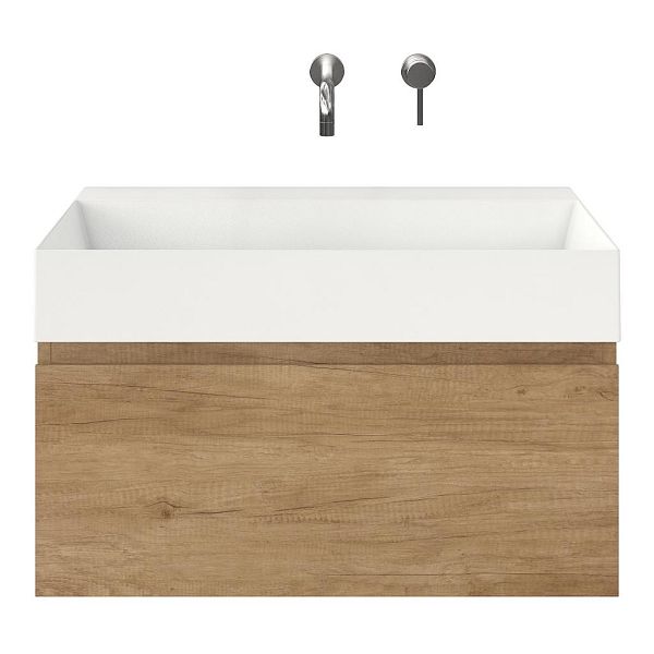 Domburg badmeubel 80 cm olm met keramische Marken wastafel wit glans, zonder kraangat