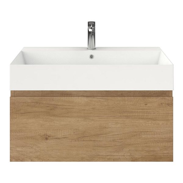 Domburg badmeubel 80 cm olm met keramische Marken wastafel wit glans, 1 kraangat