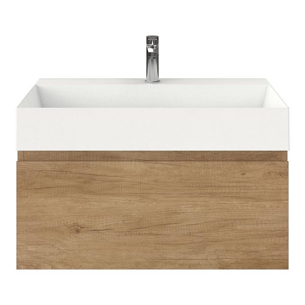Domburg badmeubel 80 cm olm met keramische Marken wastafel wit mat, 1 kraangat
