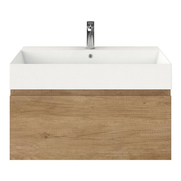 Domburg badmeubel 80 cm olm met keramische Marken wastafel wit mat, 1 kraangat