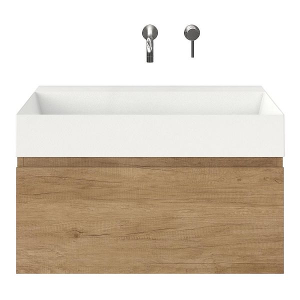 Domburg badmeubel 80 cm olm met keramische Marken wastafel wit mat, zonder kraangat