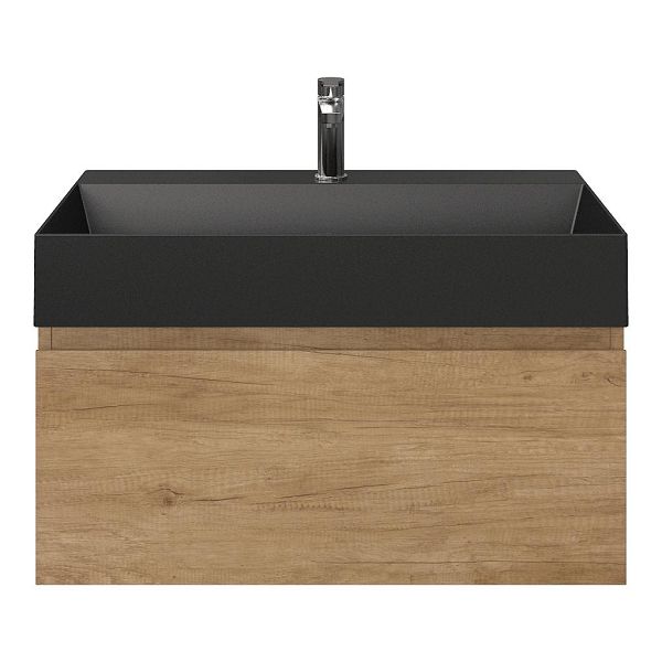 Domburg badmeubel 80 cm olm met keramische Marken wastafel zwart mat, 1 kraangat