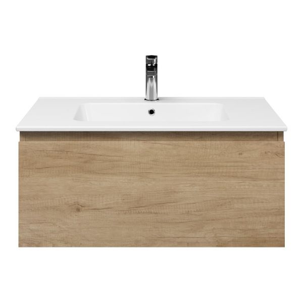 Domburg badmeubel 80 cm olm met keramische Quadra wastafel wit glans