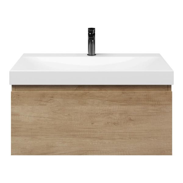 Domburg badmeubel 80 cm olm met keramische Rockanje wastafel wit glans, 1 kraangat