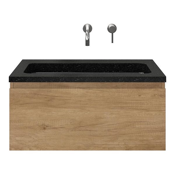 Domburg badmeubel 80 cm olm met natuurstenen Square wastafel shanxi black