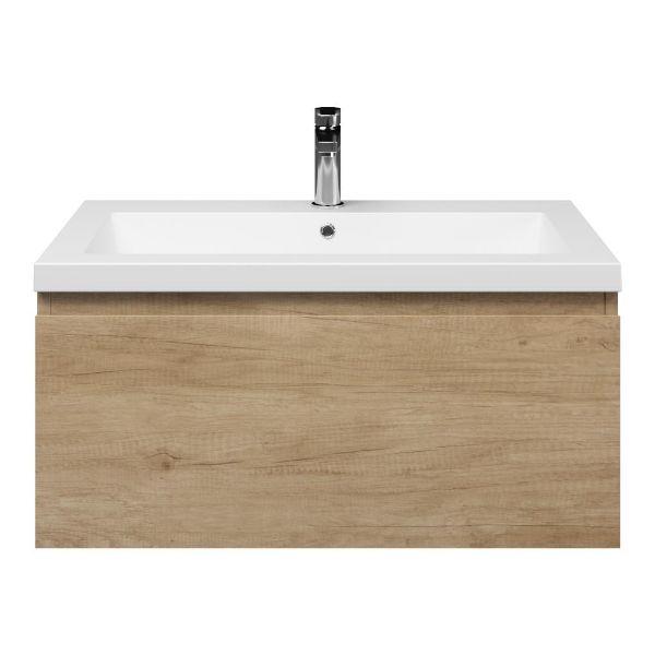 Domburg badmeubel 80 cm olm met polystone Cadzand wastafel wit mat