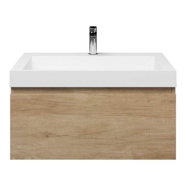 Domburg badmeubel 80 cm olm met polystone Haamstede wastafel wit glans, 1 kraangat
