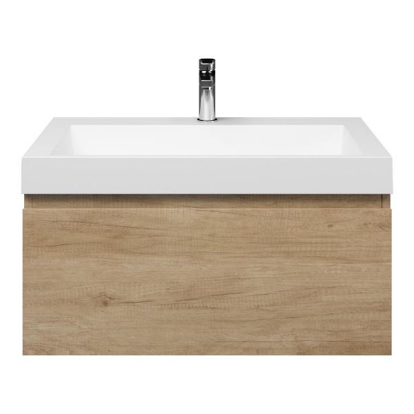 Domburg badmeubel 80 cm olm met polystone Haamstede wastafel wit mat, 1 kraangat