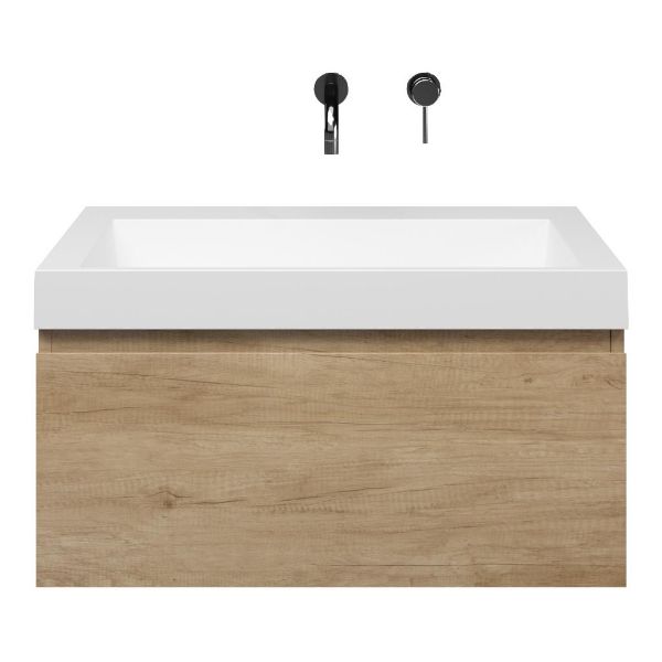 Domburg badmeubel 80 cm olm met polystone Haamstede wastafel wit mat, zonder kraangat