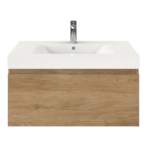 Domburg badmeubel 80 cm olm met polystone Wave wastafel wit glans