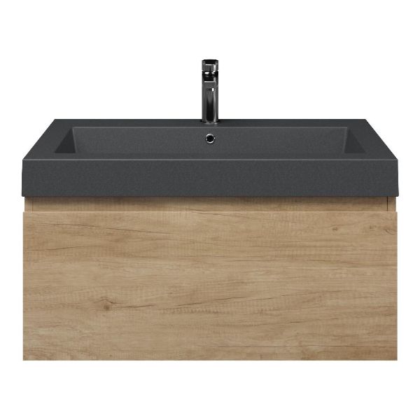 Domburg badmeubel 80 cm olm met quartz Cadzand-Q wastafel grijs mat, 1 kraangat