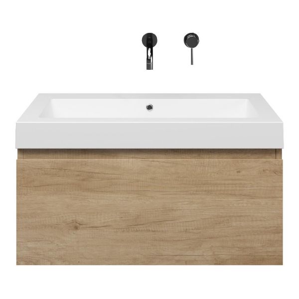 Domburg badmeubel 80 cm olm met quartz Cadzand-Q wastafel wit mat