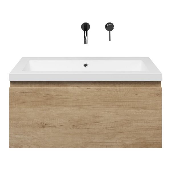 Domburg badmeubel 80 cm olm met quartz Cadzand-Q wastafel wit mat