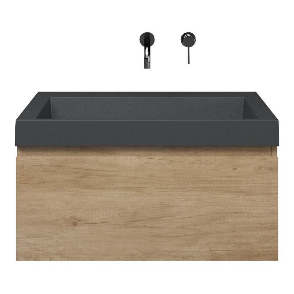 Domburg badmeubel 80 cm olm met quartz Haamstede-q wastafel grijs mat, zonder kraangat