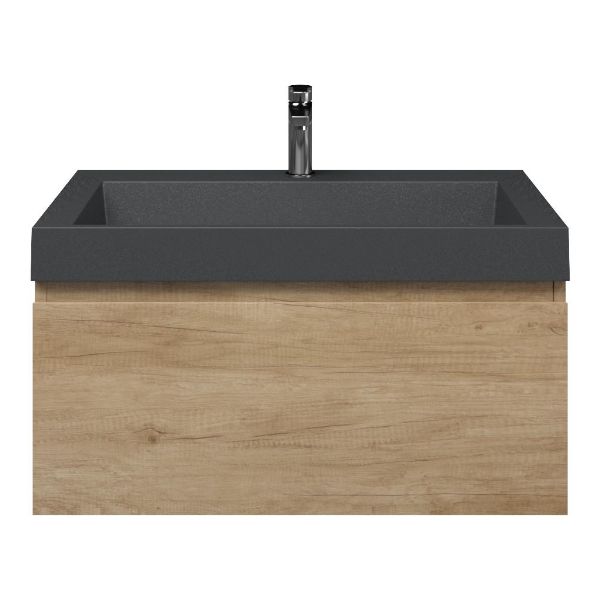 Domburg badmeubel 80 cm olm met quartz Haamstede-q wastafel grijs mat, 1 kraangat