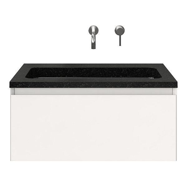 Domburg badmeubel 80 cm wit hoogglans met natuurstenen Square wastafel shanxi black