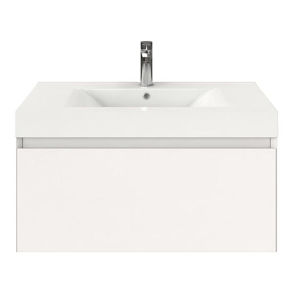 Domburg badmeubel 80 cm wit hoogglans met polystone Wave wastafel wit glans