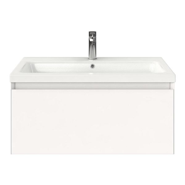 Domburg badmeubel 80 cm wit mat met keramische Dishoek wastafel wit glans, 1 kraangat
