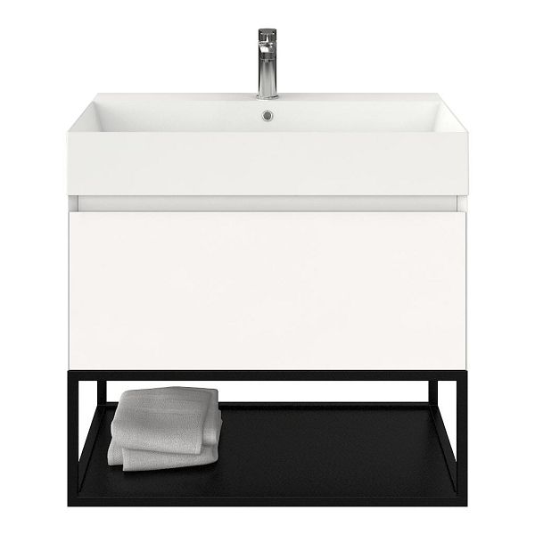 Domburg badmeubel 80 cm wit mat met keramische Marken wastafel wit glans, 1 kraangat