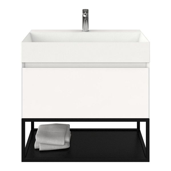 Domburg badmeubel 80 cm wit mat met keramische Marken wastafel wit mat, 1 kraangat