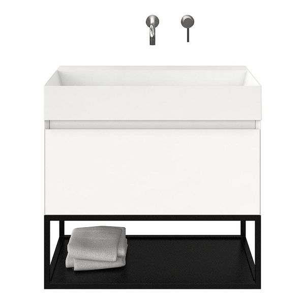 Domburg badmeubel 80 cm wit mat met keramische Marken wastafel wit glans, zonder kraangat