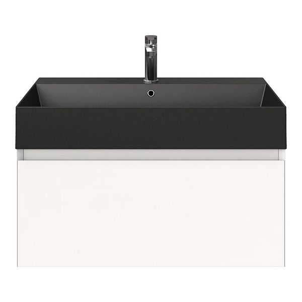 Domburg badmeubel 80 cm wit mat met keramische Marken wastafel zwart mat, 1 kraangat