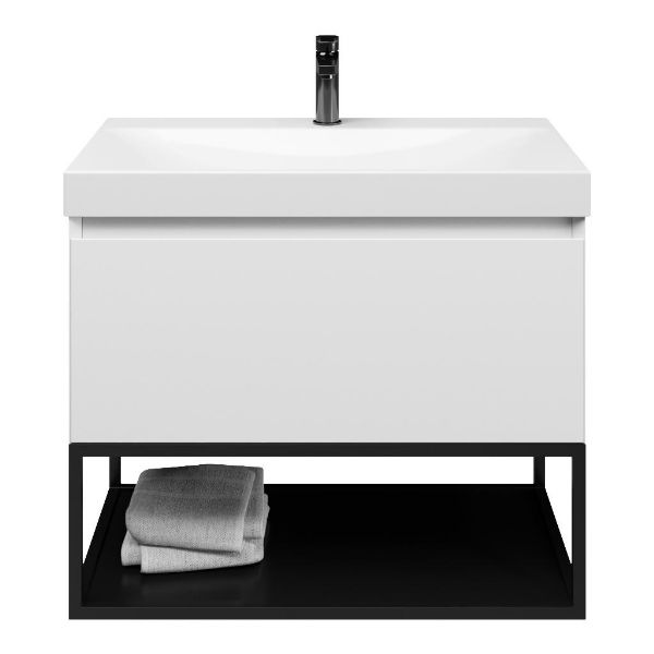 Domburg badmeubel 80 cm wit mat met keramische Rockanje wastafel wit glans, 1 kraangat