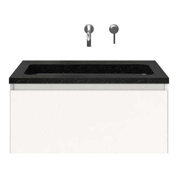 Domburg badmeubel 80 cm wit mat met natuurstenen Square wastafel shanxi black