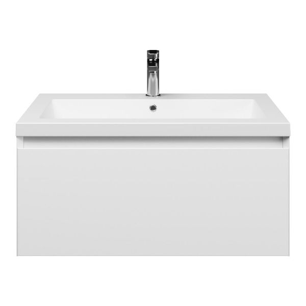 Domburg badmeubel 80 cm wit mat met polystone Cadzand wastafel wit mat