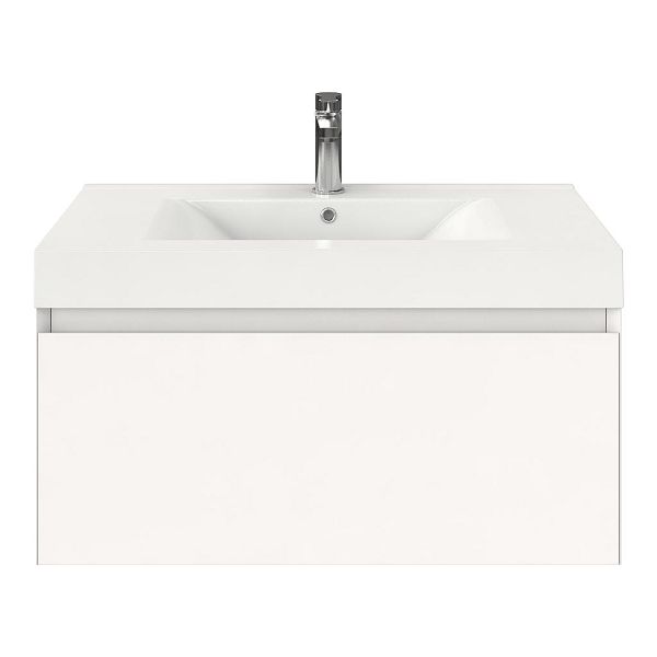 Domburg badmeubel 80 cm wit mat met polystone Wave wastafel wit glans