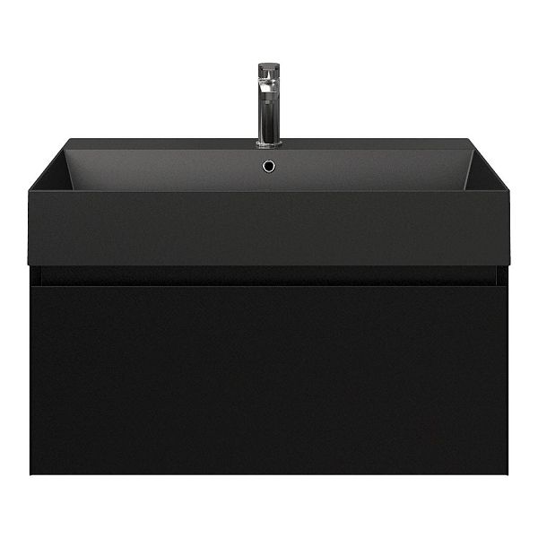 Domburg badmeubel 80 cm zwart mat met keramische Marken wastafel zwart mat