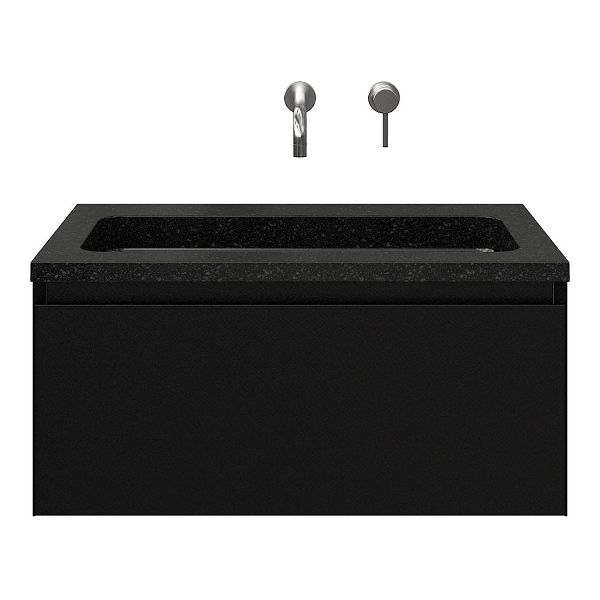 Domburg badmeubel 80 cm zwart mat met natuurstenen Square wastafel shanxi black