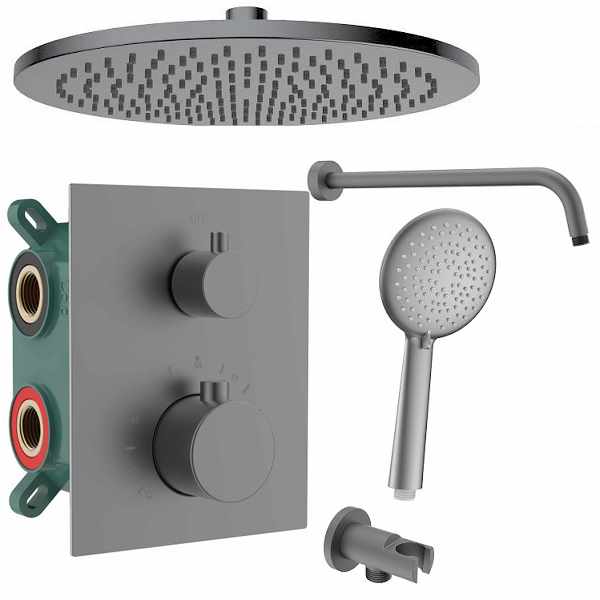 Formerum regendoucheset gunmetal licht grijs