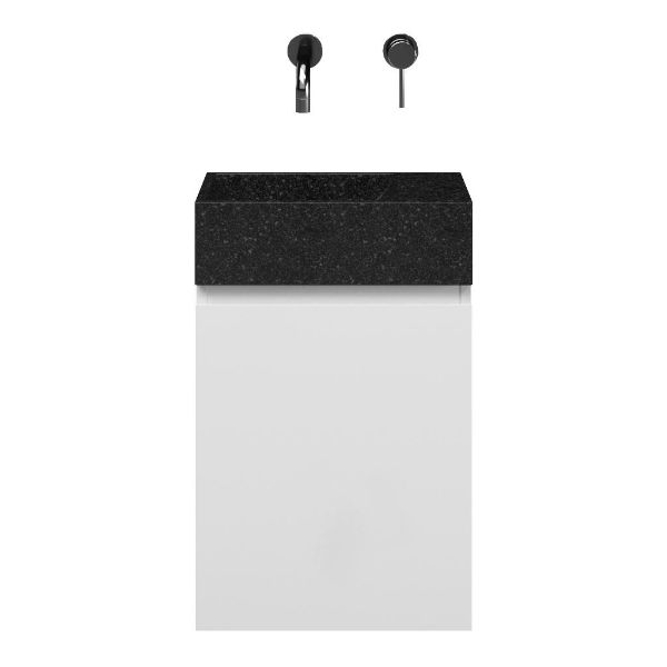Hollum fonteinmeubel 40 cm hoogglans wit, zonder kraangat rechts